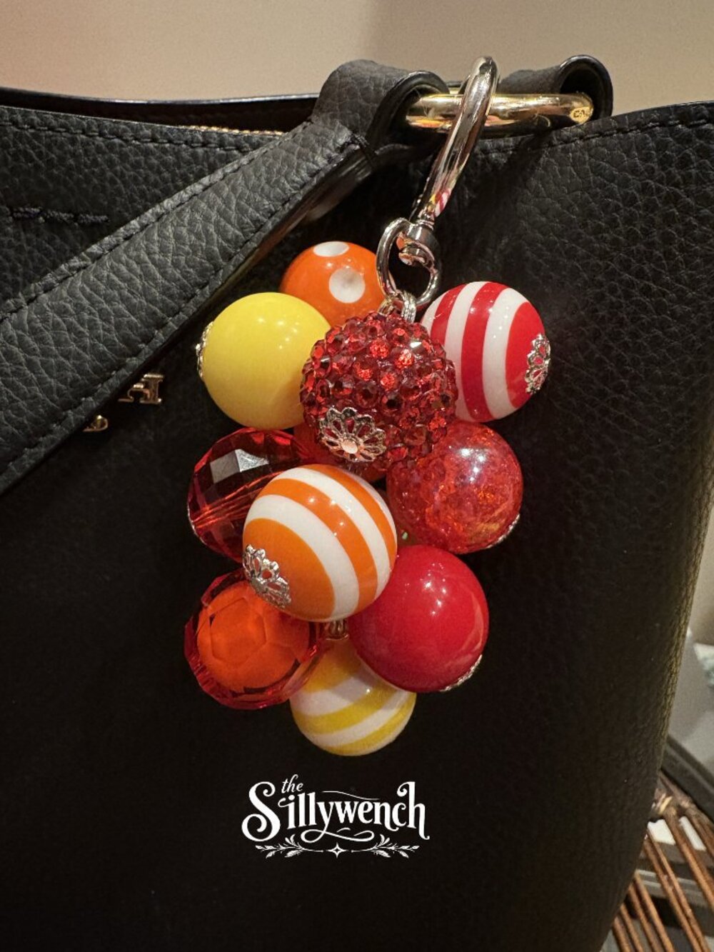Painted Sunset Bag Charm, silver-toned